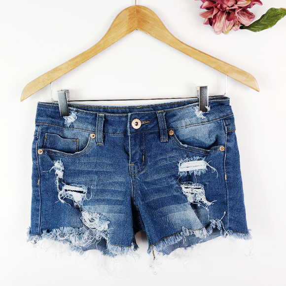 BONGO Pants - [Bongo] Distressed Destroyed Denim Booty Shorts